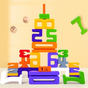 Joc Constructie Stivuire Echilibru cu Numere