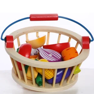 Jucarie Montessori din Lemn Cos cu Legume Feliate