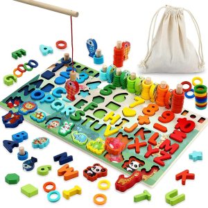 Joc Logaritmic Montessori Cifre Alfabet Pescuit