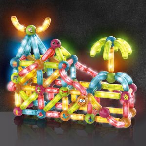 Joc Constructie Magnetic 3D cu Lumini Magic Set