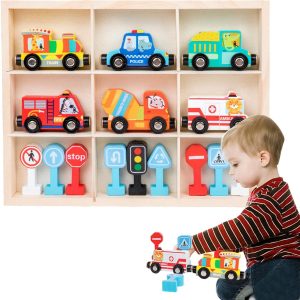 Jucarie Montessori Trenulet Magnetic Vehicule si Semne de Circulatie