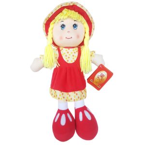 Papusa Material Textil care Canta Rochita Rosie 50cm