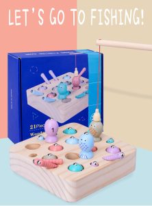 Jucarie Montessori din Lemn Pescuit Magnetic