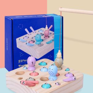 Jucarie Montessori din Lemn Pescuit Magnetic