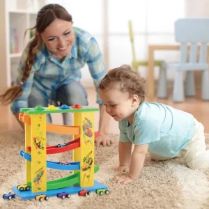 Jucarie Montessori Circuit Masini Lemn 4 Nivele