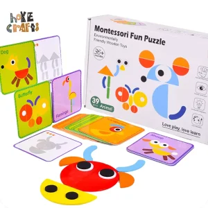 Joc Montessori Tangram Lemn Animale Haioase
