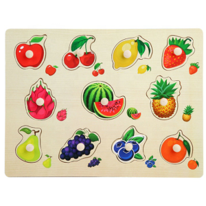 Puzzle Incastru Fructe cu Butoni din Lemn