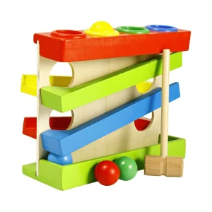 Jucarie Montessori Pista Bile si Ciocanel Lemn