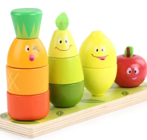 Joc Stivuire Lemn 3in1 Turnul cu Fructe