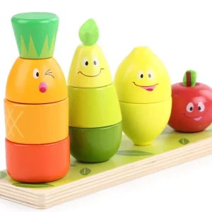 Joc Stivuire Lemn 3in1 Turnul cu Fructe