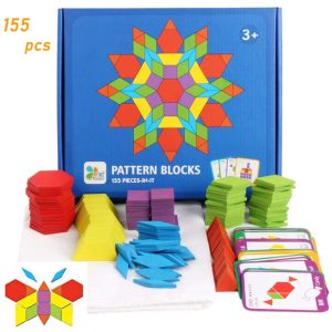 Joc Creativ Montessori Tangram Lemn 155 Piese