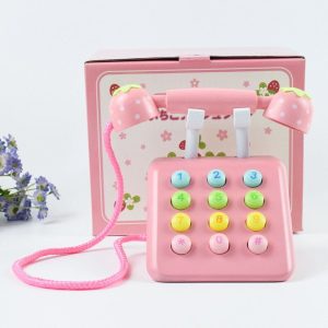 Jucarie Telefon Retro cu Butoane si Receptor Roz