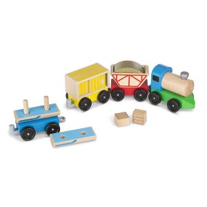 Jucarie Montessori Trenulet Marfar cu 3 Vagoane