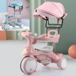 Tricicleta cu Pedale Maner de Impins Parasolar Sunete si Lumini