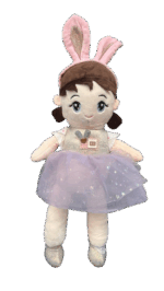 Papusa Balerina cu Bentita Iepuras 50cm Lila