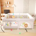 Tarc de Joacă 120×120 cm cu Covor si 50 Bile pentru Bebeluși