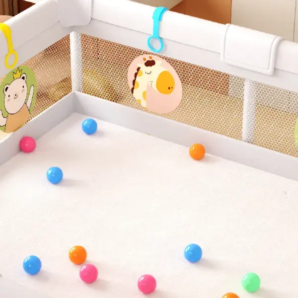 Tarc de Joacă 120×120 cm cu Covor si 50 Bile pentru Bebeluși