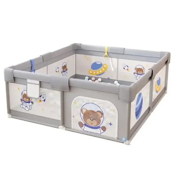 Tarc de Joacă Ursuletul Astronaut 180x120 cm cu Covoras si Bile