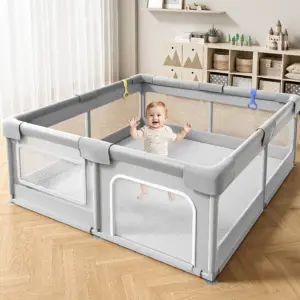 Tarc Joacă Mare 180x120 Gri cu 50 Bile pentru Bebelusi si Copii