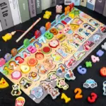 Jucarie Montessori din Lemn Puzzle si Pescuit Caratoys