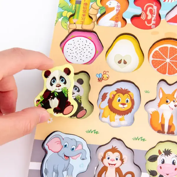 Jucarie Montessori din Lemn Puzzle si Pescuit Caratoys