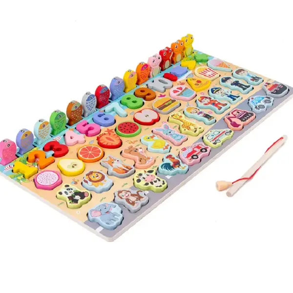 Jucarie Montessori din Lemn Puzzle si Pescuit Caratoys Jucarie Montessori din Lemn Puzzle si Pescuit Caratoys