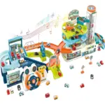 Set Parcare 4 Etaje cu Piste Lift Auto Volan si Masinute