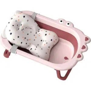 Cadita Baie Roz Pliabila cu Salteluta pentru Bebelusi
