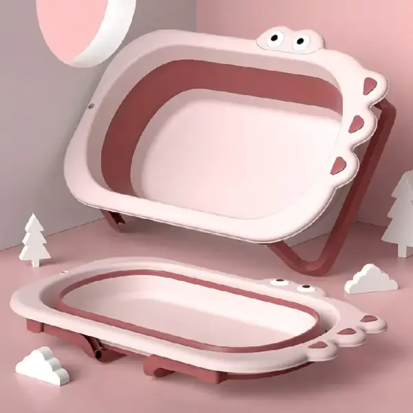 Cadita Baie Roz Pliabila cu Salteluta pentru Bebelusi