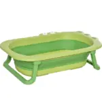 Cadita Baie Verde Pliabila cu Salteluta pentru Bebelusi