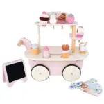 Carucior Inghetata Jucarie din Lemn cu Accesorii