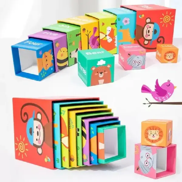 Piramida Montessori 10 Cuburi cu Fructe Cifre Animale Piramida Montessori 10 Cuburi cu Fructe Cifre Animale