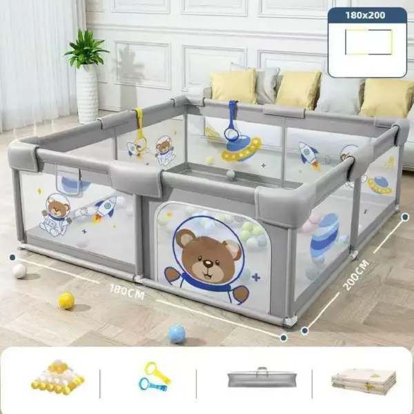 Tarc Joacă XXL 200x180 cu 60 Bile si Covor Termoizolant