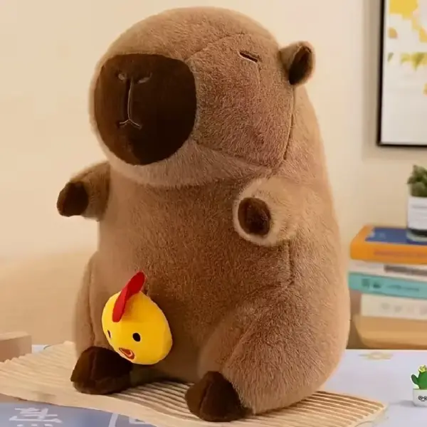 Jucarie Capibara cu Pui Pufoasa Extra Moale 50cm
