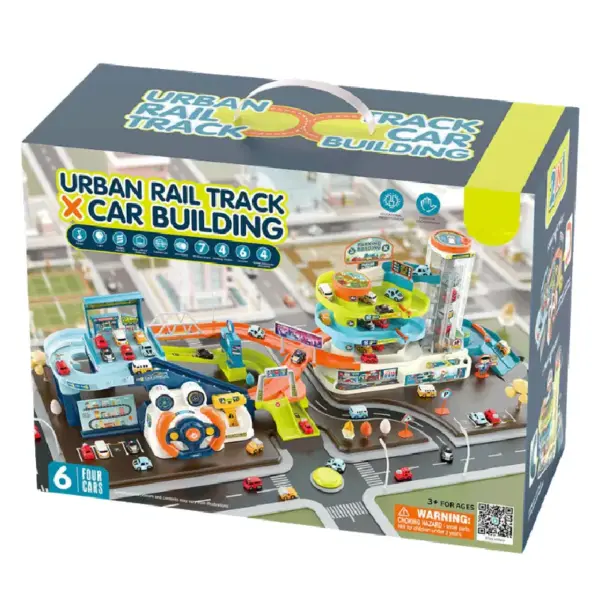 Set Parcare 4 Etaje cu Piste Lift Auto Volan si Masinute