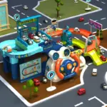 Set Parcare 4 Etaje cu Piste Lift Auto Volan si Masinute