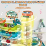 Set Parcare 4 Etaje cu Piste Lift Auto Volan si Masinute