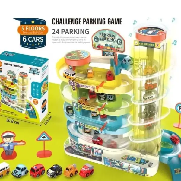 Parcare 4 Etaje cu Piste Lift 6 Masinute si Garaj