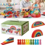 Jucarie de Stivuire si Constructie Curcubeu 4 in 1 Caratoys