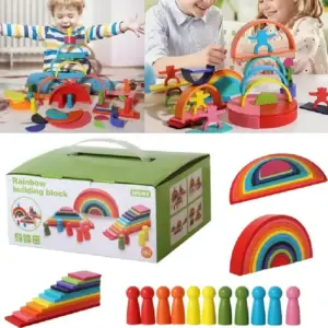 Jucarie de Stivuire si Constructie Curcubeu 4 in 1 Caratoys