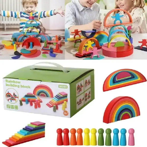 Jucarie de Stivuire si Constructie Curcubeu 4 in 1 Caratoys Jucarie de Stivuire si Constructie Curcubeu 4 in 1 Caratoys