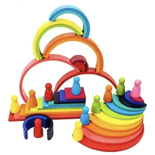 Jucarie de Stivuire si Constructie Curcubeu 4 in 1 Caratoys