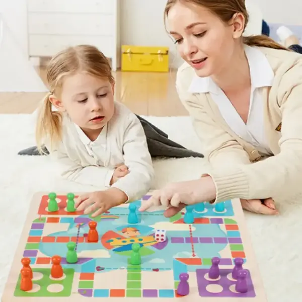 Joc de Societate 2 in 1 din Lemn Kabi 3 ani+