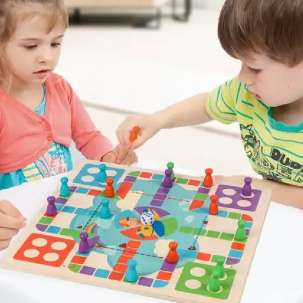 Joc de Societate 2 in 1 din Lemn Kabi 3 ani+