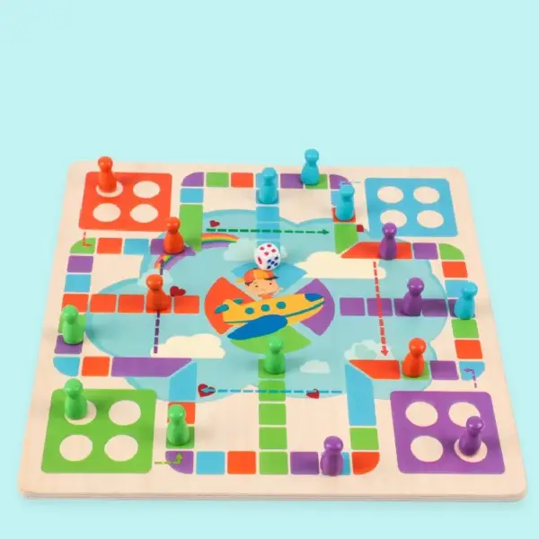 Joc de Societate 2 in 1 din Lemn Kabi 3 ani+