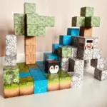 Jucarie STEM Set 78 Cuburi Magnetice Tip Minecraft