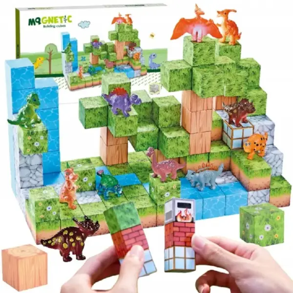 Jucarie STEM Set 114 Cuburi Magnetice Tip Minecraft