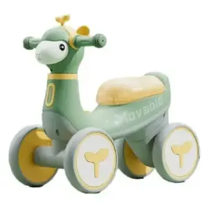 Bicicletă de Echilibru Verde cu Muzică și Baloane