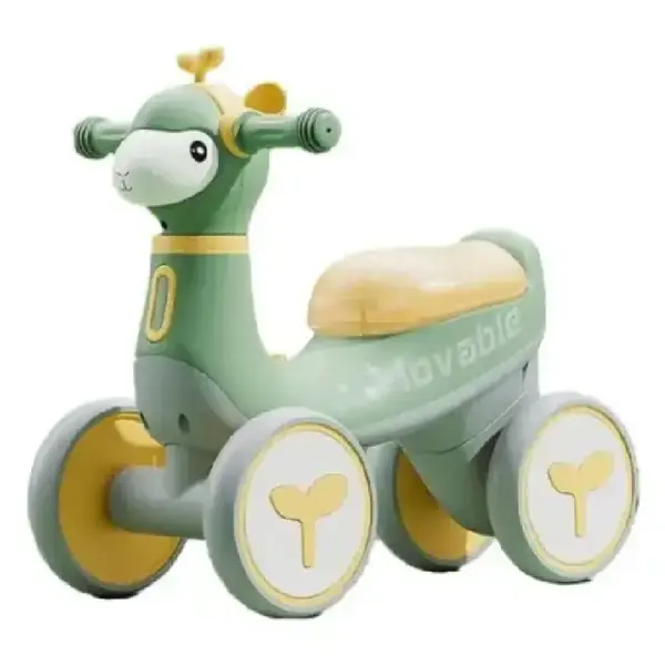 Bicicletă de Echilibru Verde cu Muzică și Baloane