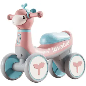 Bicicletă Roz de Echilibru cu Muzică și Baloane
